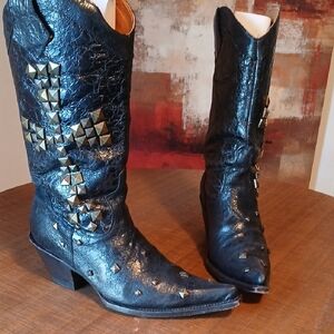 Studded Black Cowboy Boots